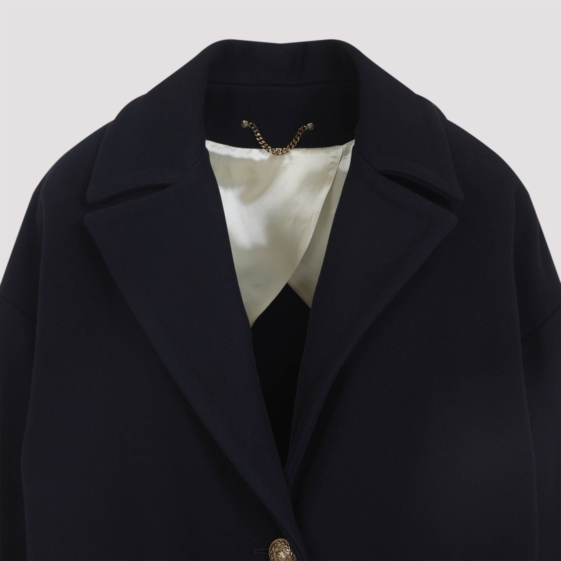 Golden Goose Heraldic Buttons Single-breasted Cocoon Coat In Black