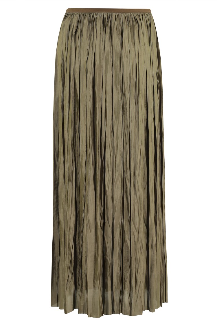 Roberto Collina Long Pleated Satin-finish Skirt In Green