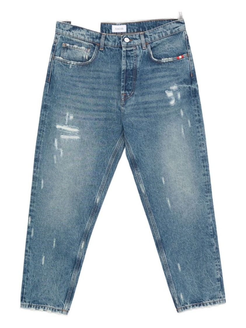 Amish Classic Blue Denim Jeans In Blue
