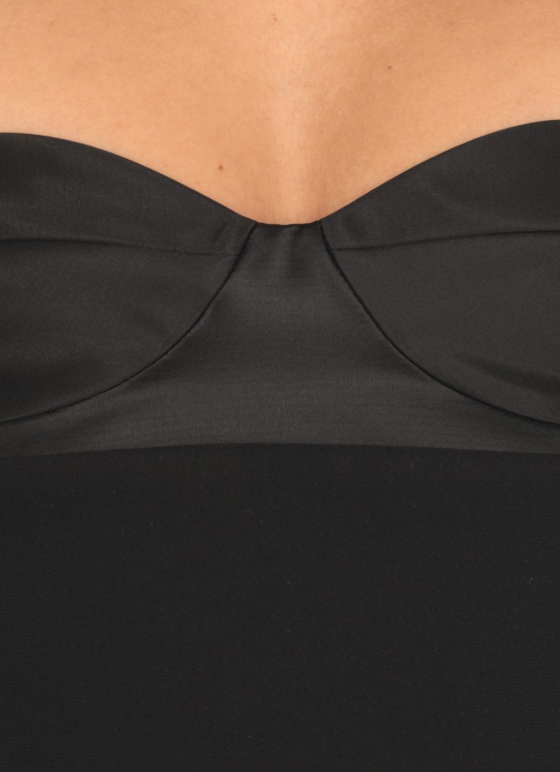 Khaite Sleeveless Top With Glossy Satin Bustier Lining In Black