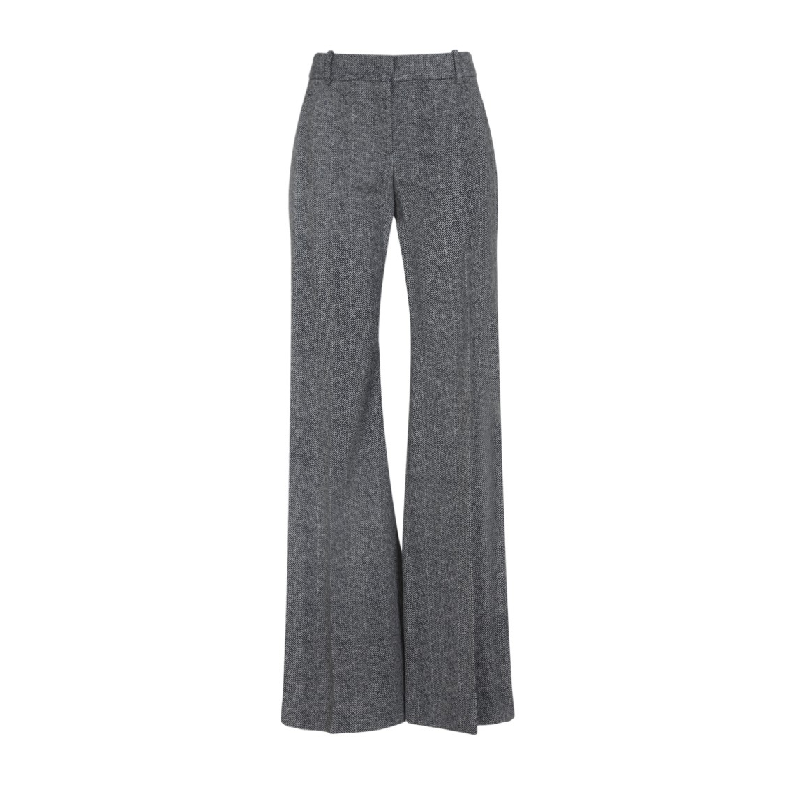 Ermanno Scervino Wide-leg High Waist Trousers With Herringbone Pattern In Gray