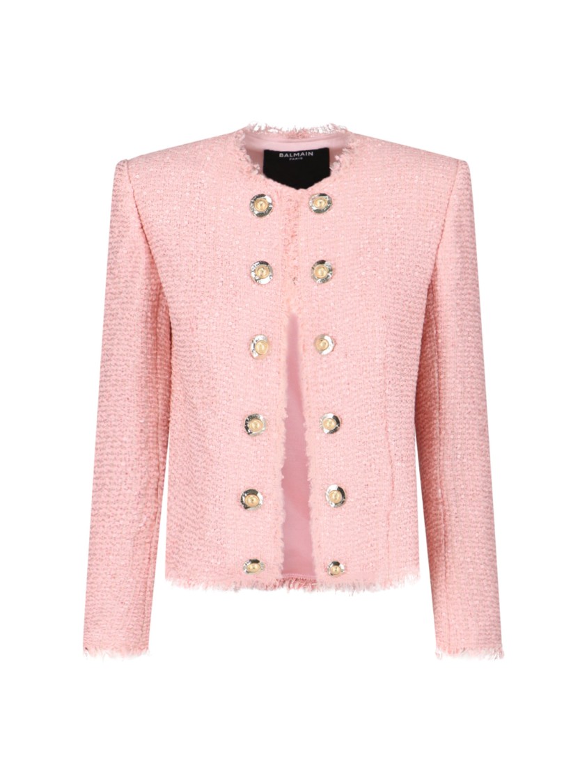 Balmain Tweed Jacket With All-over Sequins And Structured Shoulders