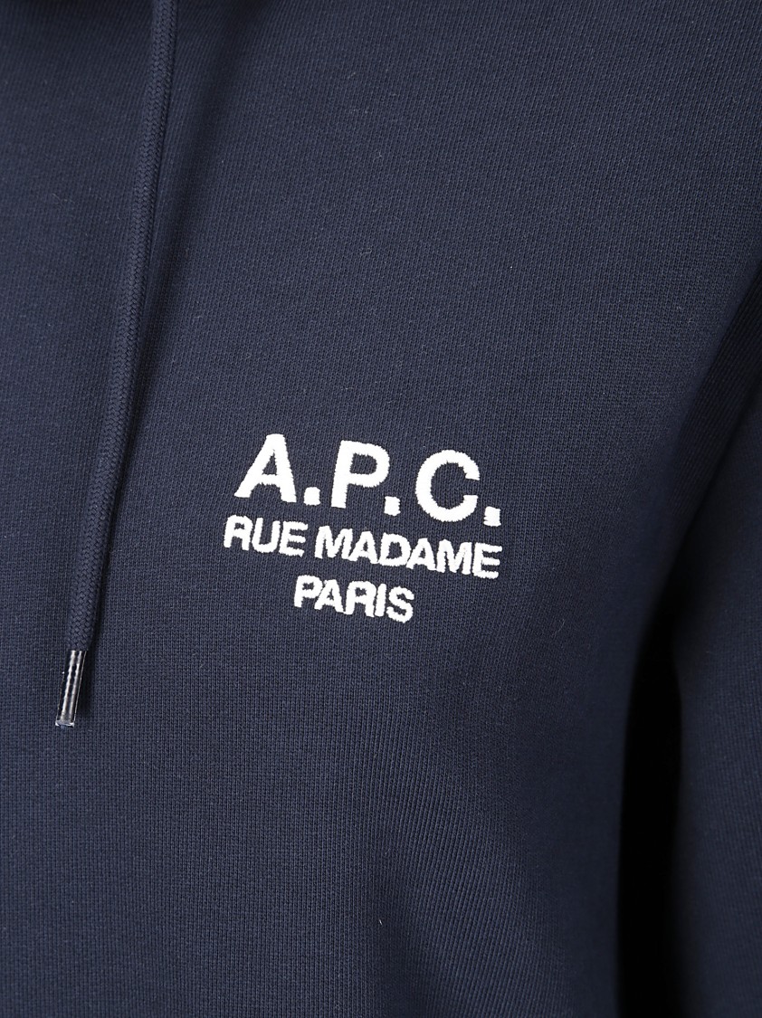 Apc A.p.c. Cotton Sweatshirt With Hood And Front Logo In Blue