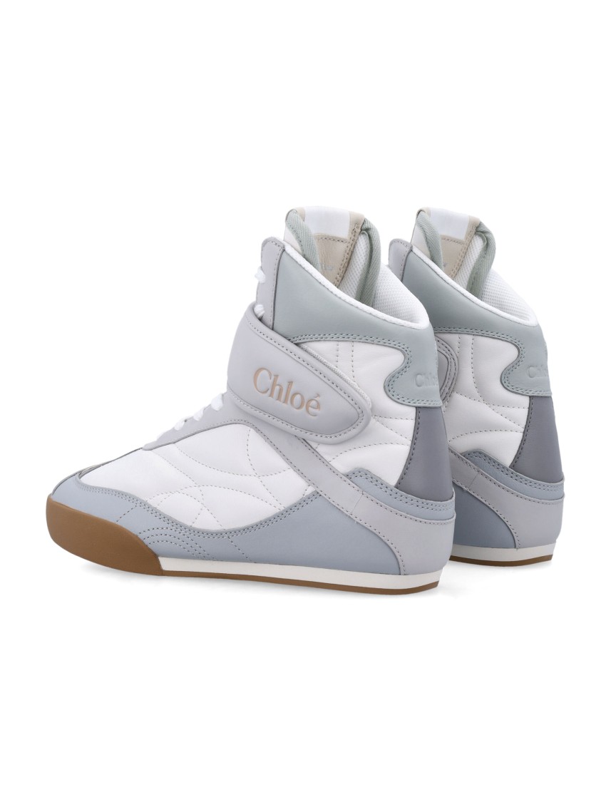 Chloé Almond Toe High-top Sneaker With Quilted Panels In Blue