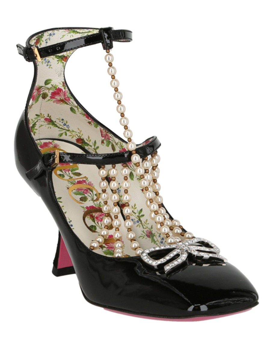 Gucci Taide Embelished Patent Leather Pumps