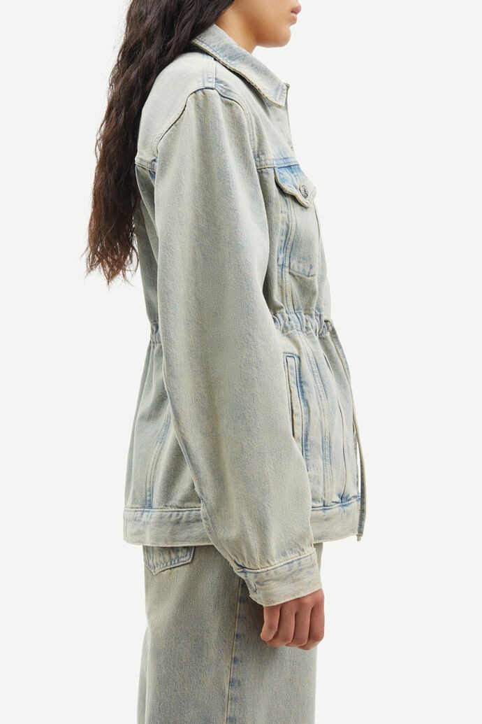 Samsoe & Samsoe Samsoe Samsoe Loose-fit Denim Jacket With Waist Drawstring In Blue