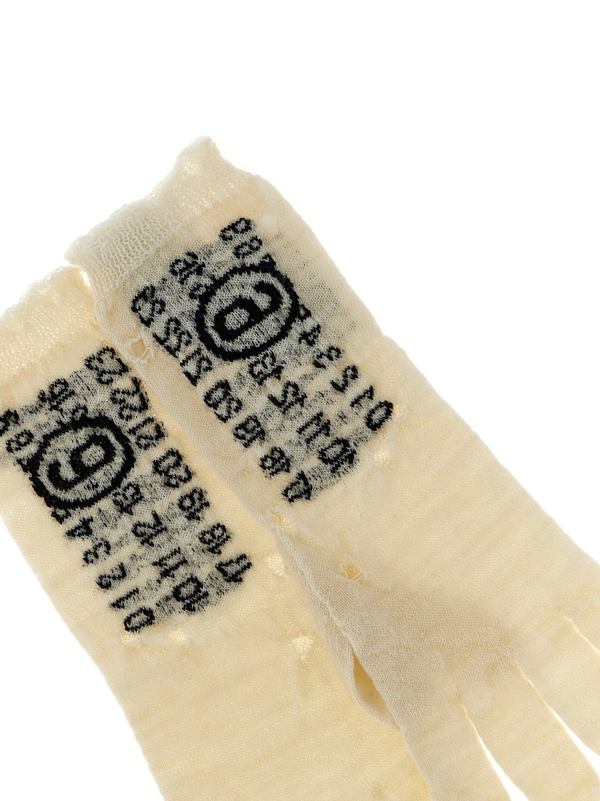 手袋 MM6 Maison Margiela 'Numeric signature MM6' gloves MM6 Maison Margiela Numeric Signature MM6 Gloves - White