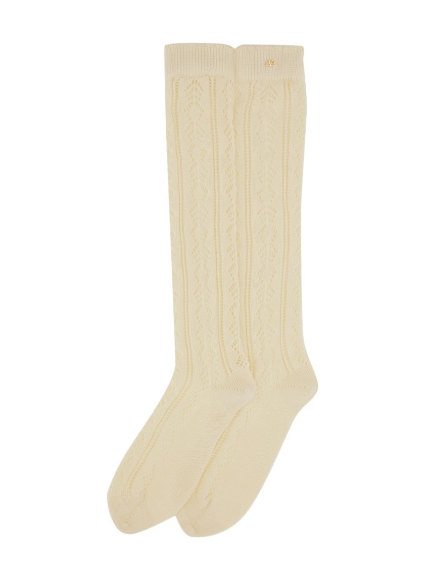 VALENTINO VALENTINO PERFORATED COTTON SOCKS WITH VLOGO