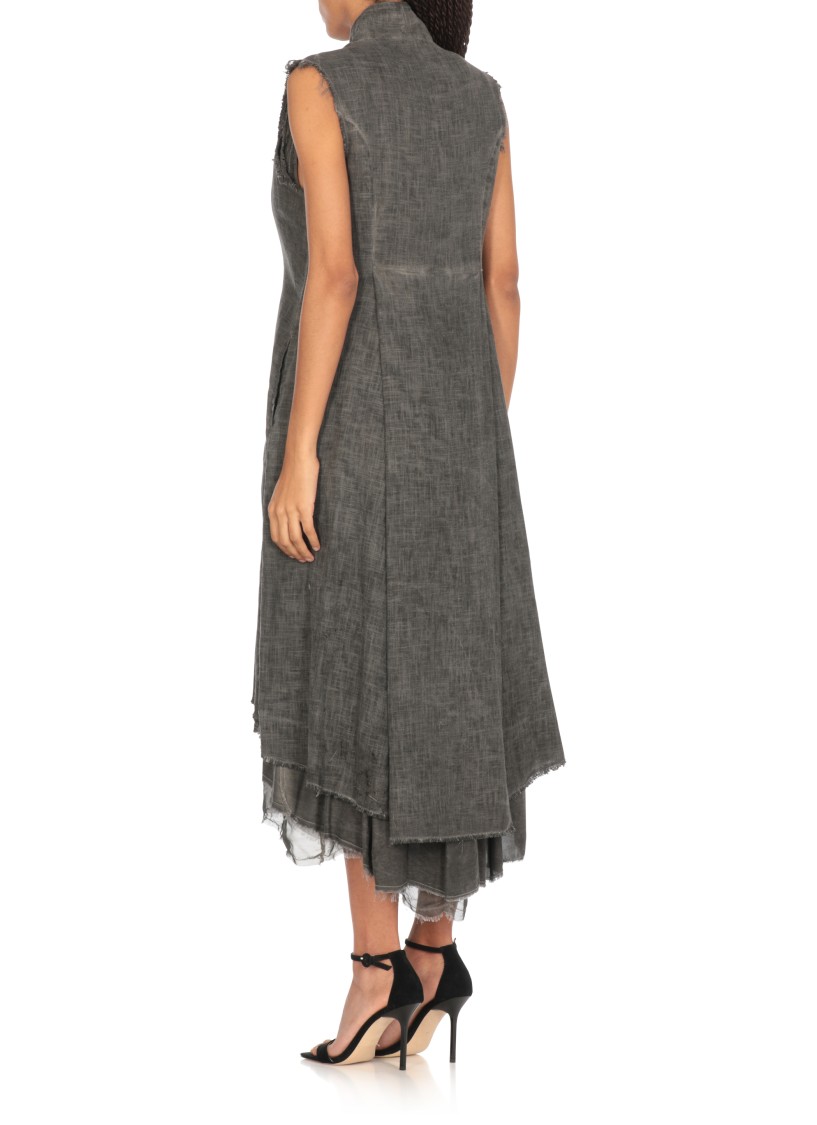 Shop Sanctamuerte Grey Linen And Cotton Vest