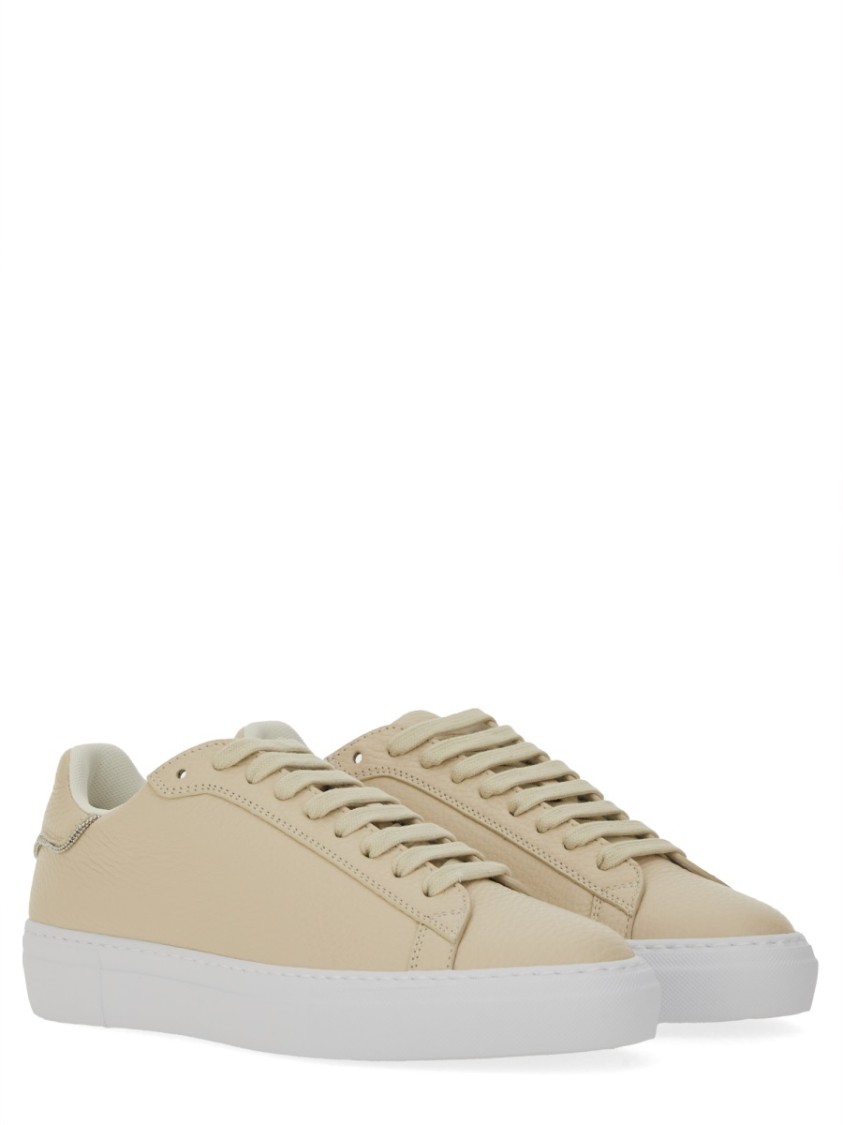 Shop Fabiana Filippi Leather Sneakers With Classic Lace-up Design In Neutrals