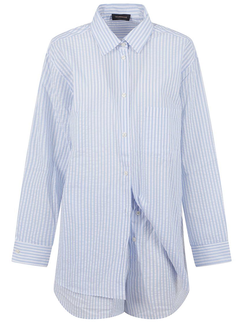 The Andamane Classic Tailored Stripe Shirt In Cotton In Blue
