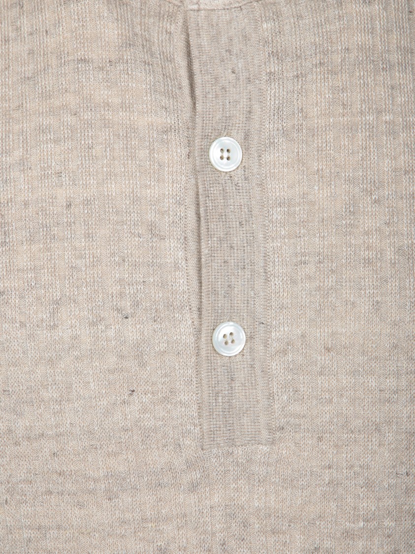 Lardini Textured Beige Polo T-shirt With Buttoned Placket In Neutrals