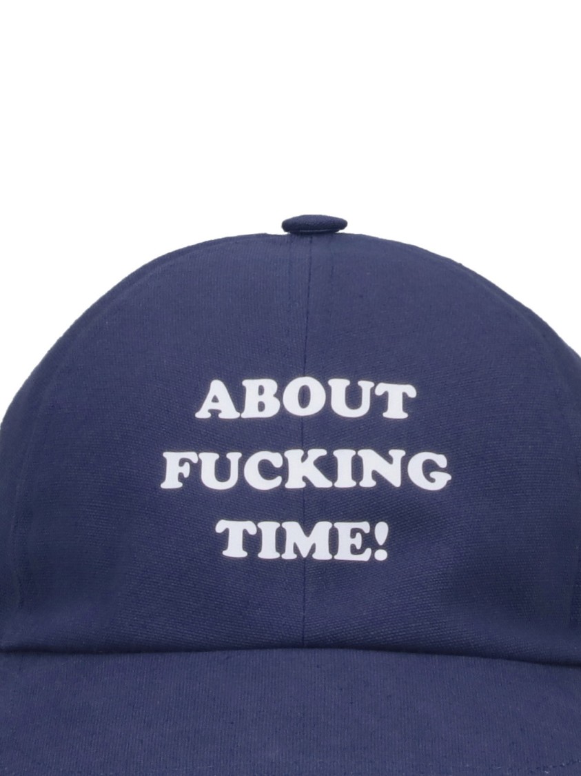 Stella Mccartney Cotton Baseball Cap With Curved Brim And Embroidered Text In Blue
