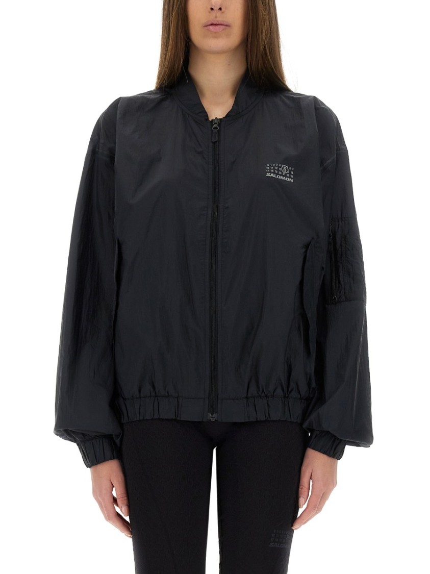 Mm6 By Maison Margiela X Salomon Lightweight Black Nylon Jacket With Design In Black