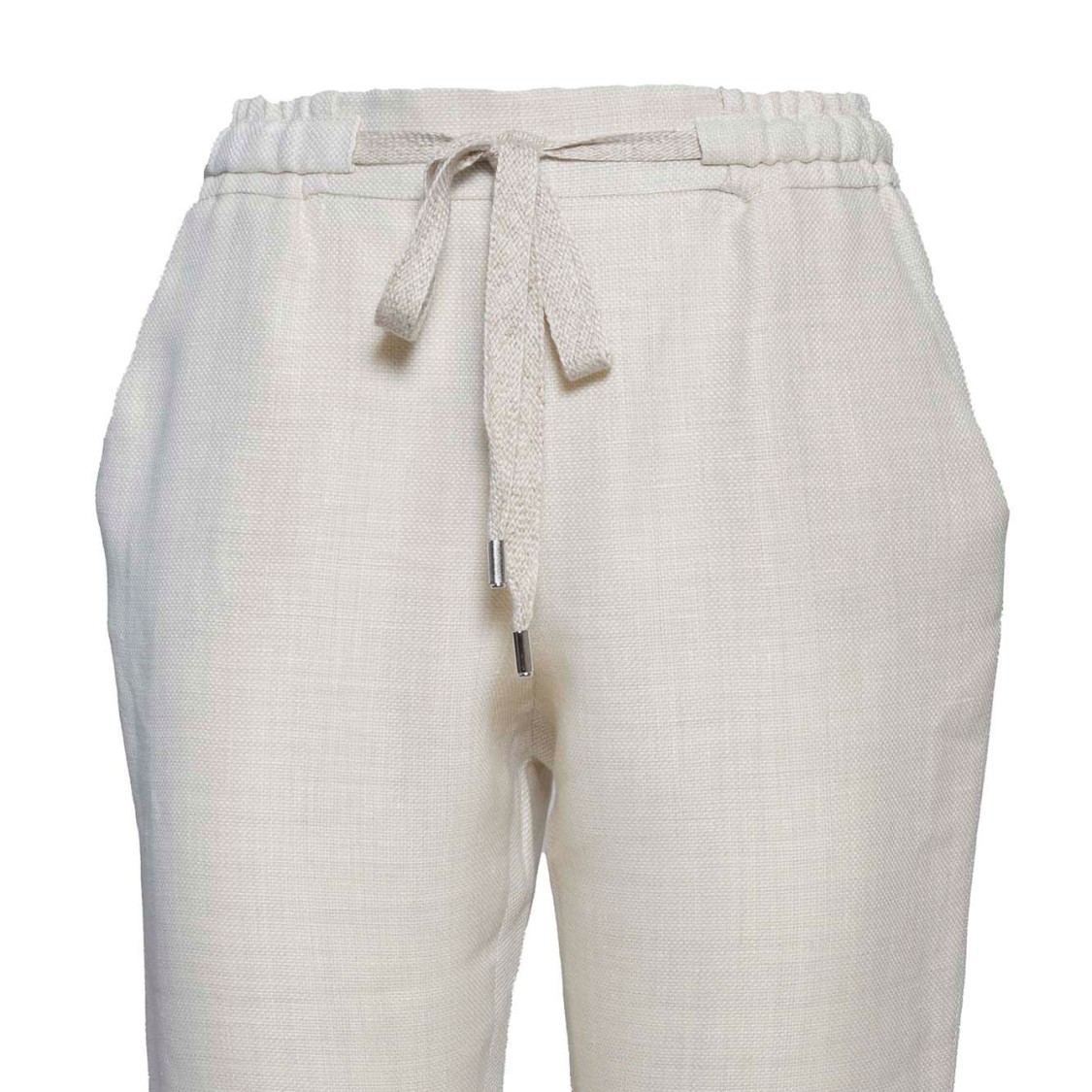 BARBA NAPOLI BARBA JOKE STRAIGHT TROUSERS IN BEIGE LINEN