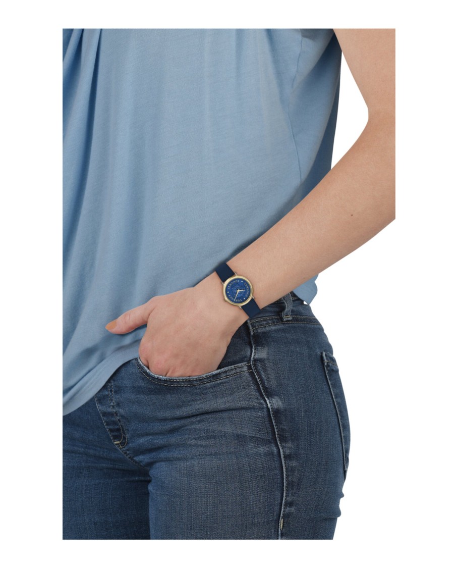 Versace 37mm Tte Blu Dial Blu Strap