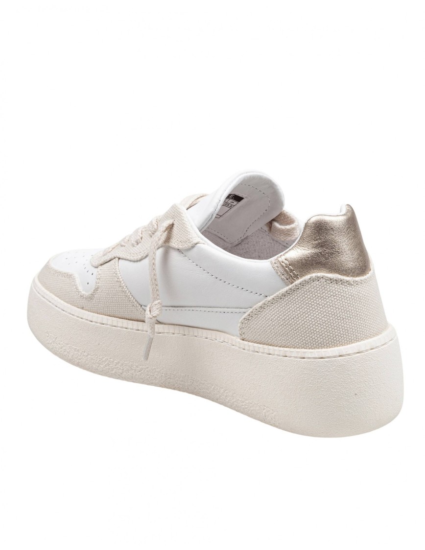Date D.a.t.e Sneakers Court Platform In Leather And Fabric Color White And Beige In White