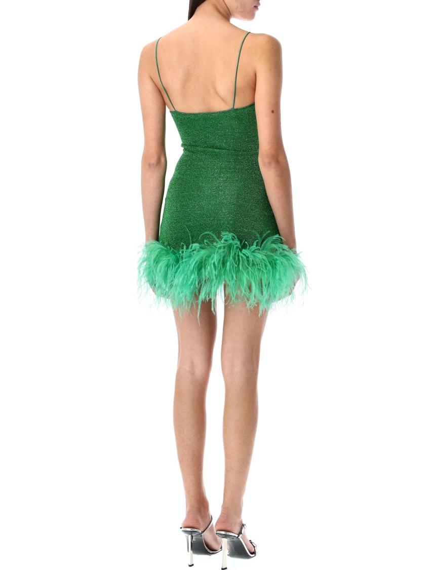 Shop Oseree Oséree Lumiere Plumage Mini Dress In Green