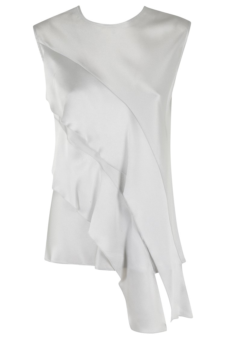 Antonelli Viterbo Sleeveless Satin Top In Silver