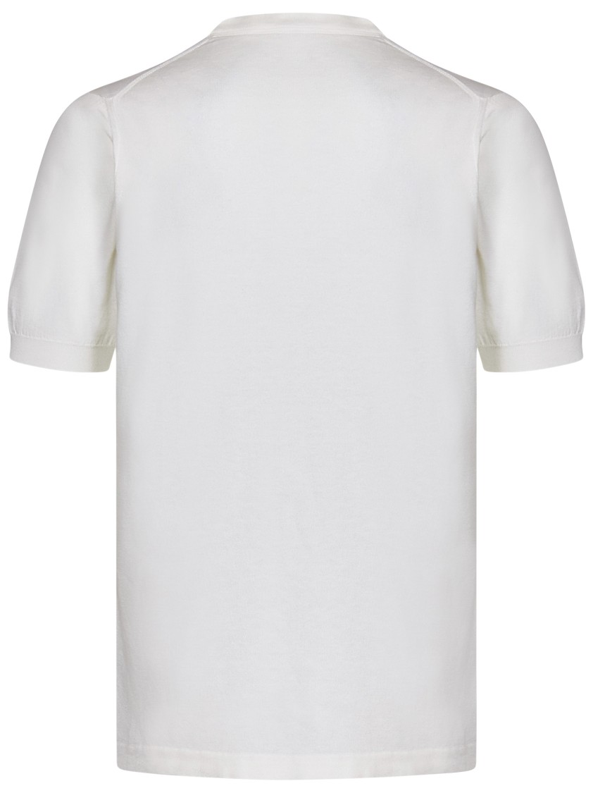 KITON KITON REFINED WHITE COTTON KNIT TOPS 