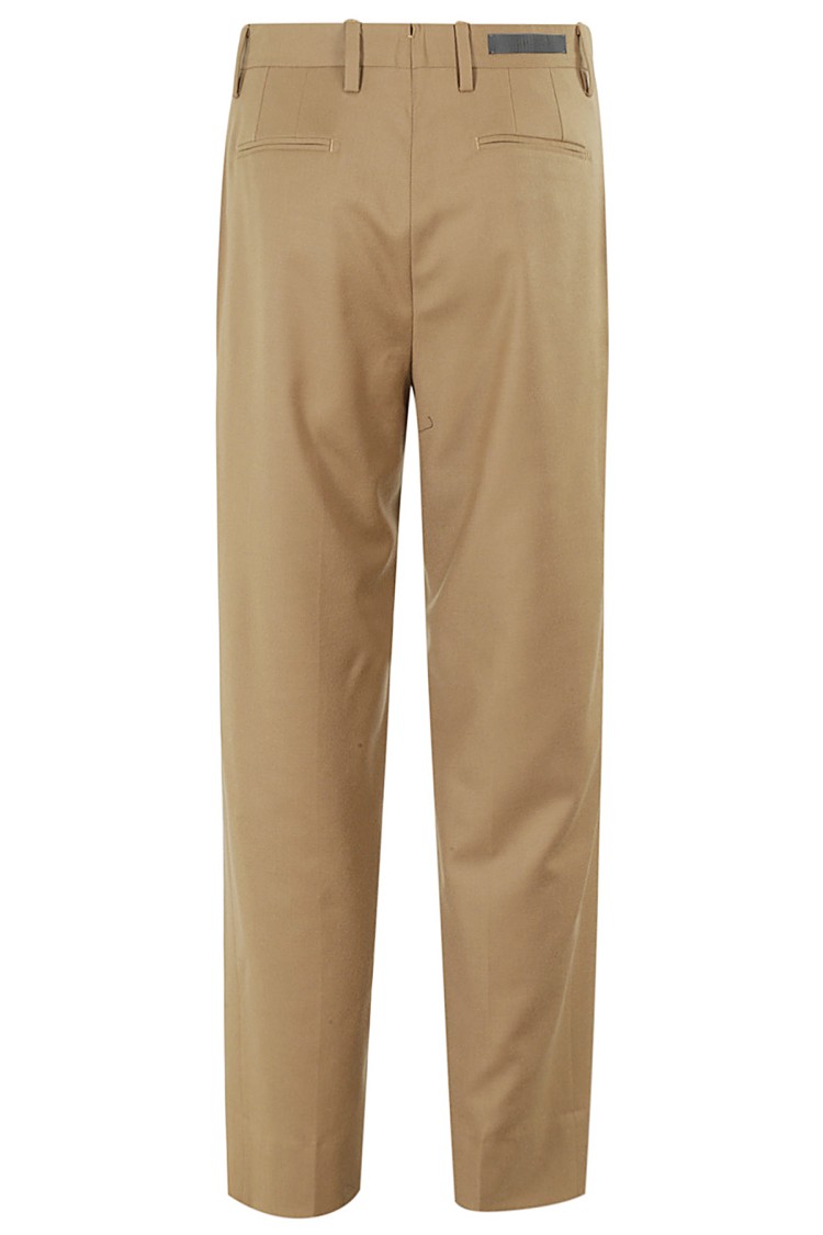Briglia Mud-colored Wool Pants With Tailored Fit In Brown