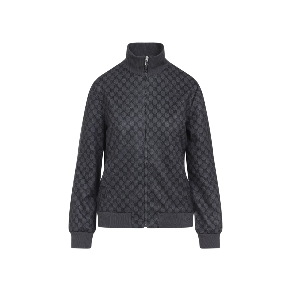 Gucci Black Gg Fullzip Sweatshirt In Gray