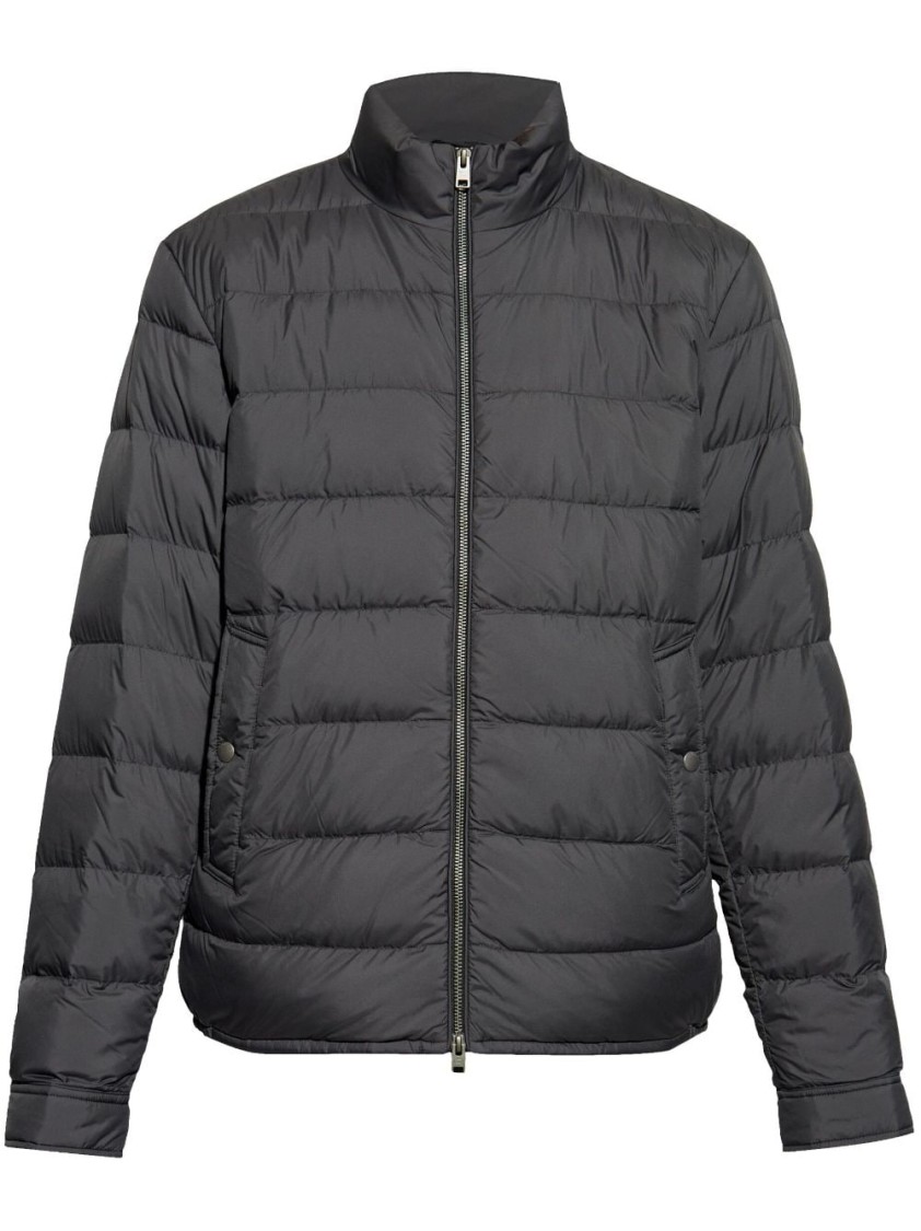 Woolrich Quilted Coat With High Collar And Zipper Closure In Black