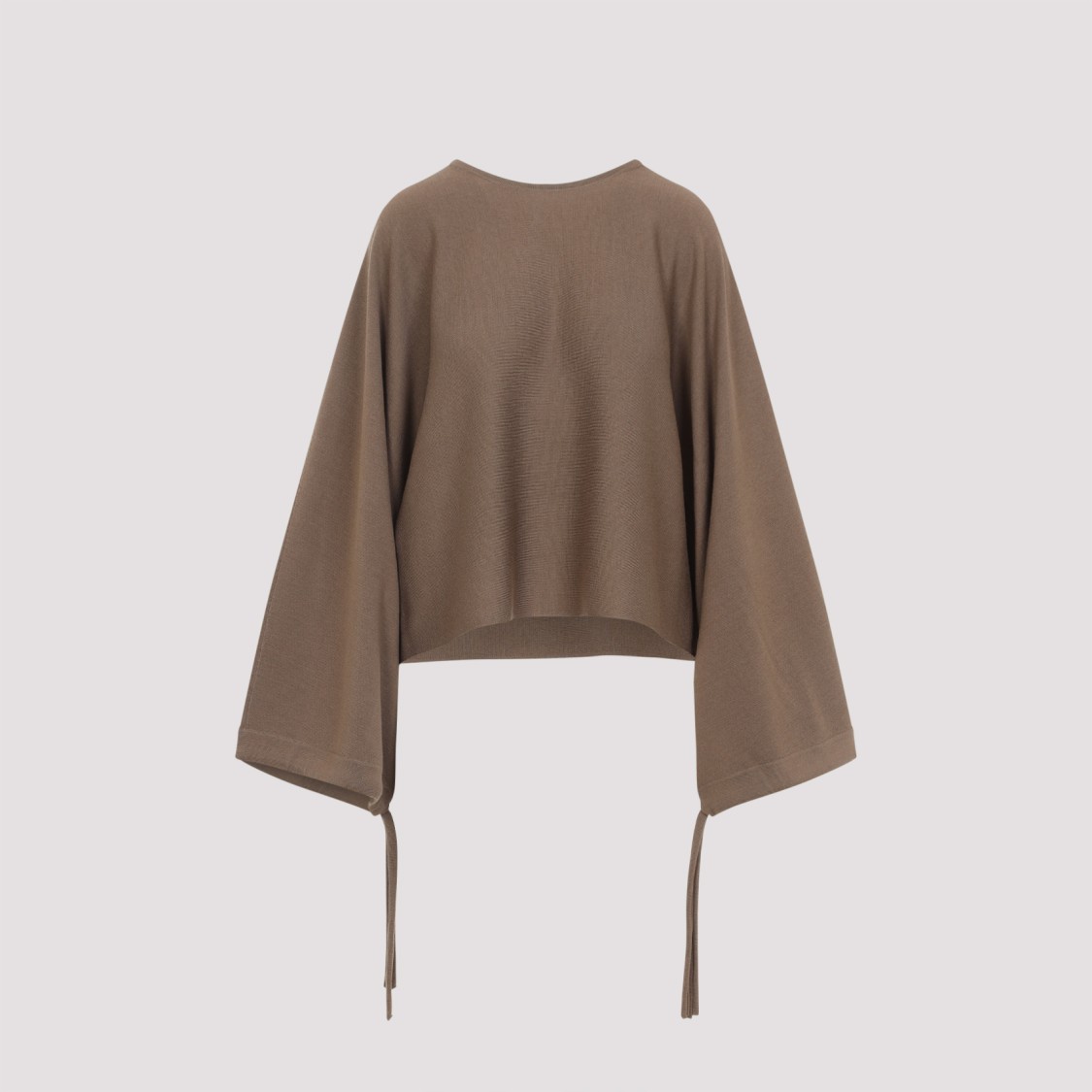 Max Mara Wool Drawstring Cuffs Pullover In Brown