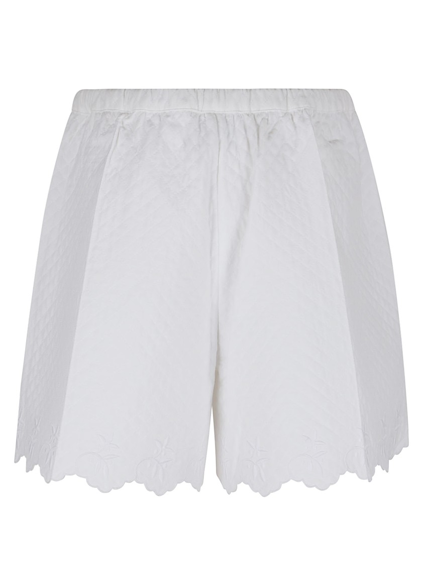 Patou Textured White Bermudas With Scalloped Hem