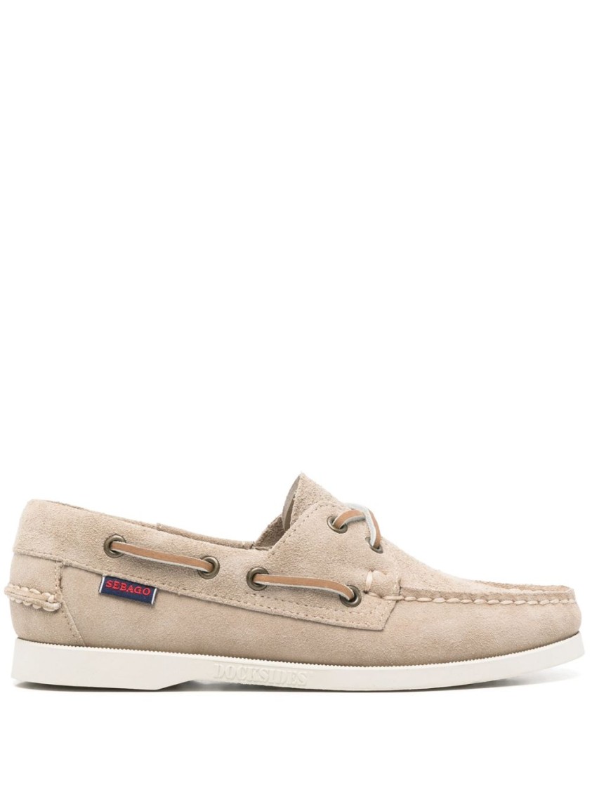 Sebago Classic Suede Loafers With Decorative Laces In Neutral