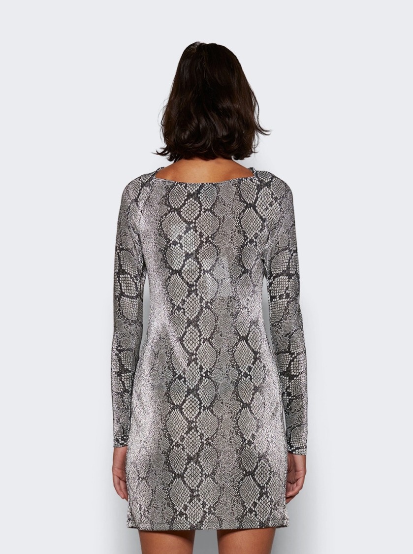 Coperni Twisted Cut-out Jersey Dress Snake Print In Black