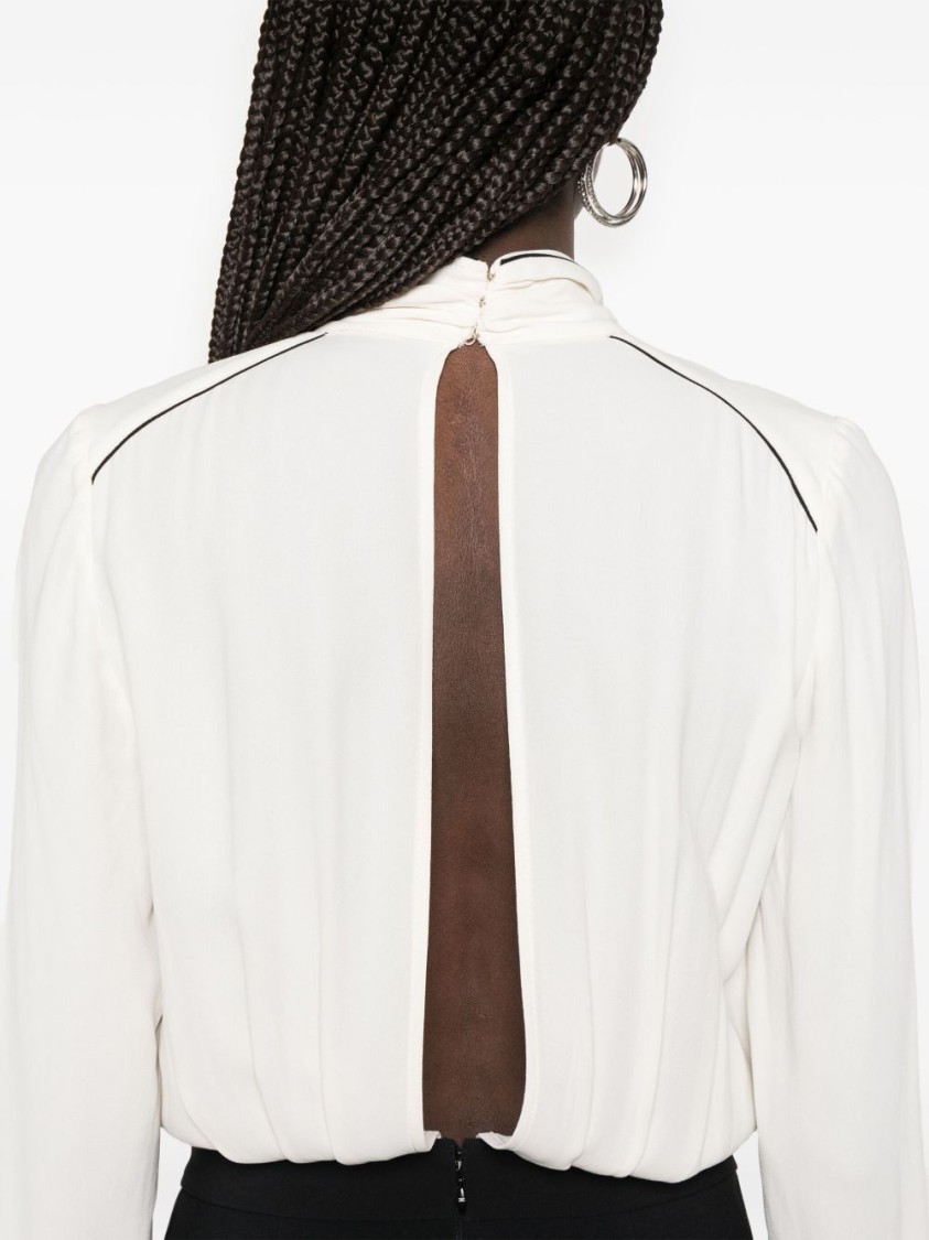Elisabetta Franchi Fitted Black Jumpsuit With Blouse Top In Black