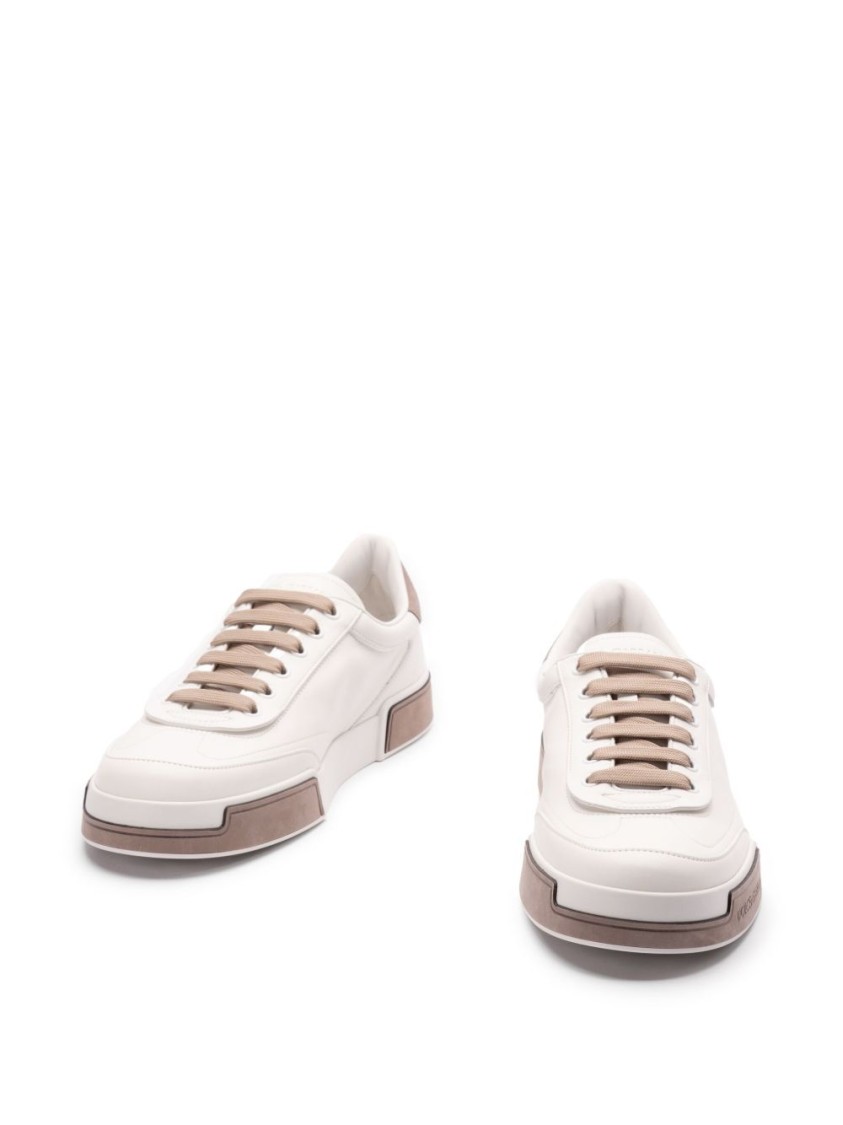 Dolce & Gabbana Portofino Yatch Sneakers In Calfskin Color White And Dove Grey In White