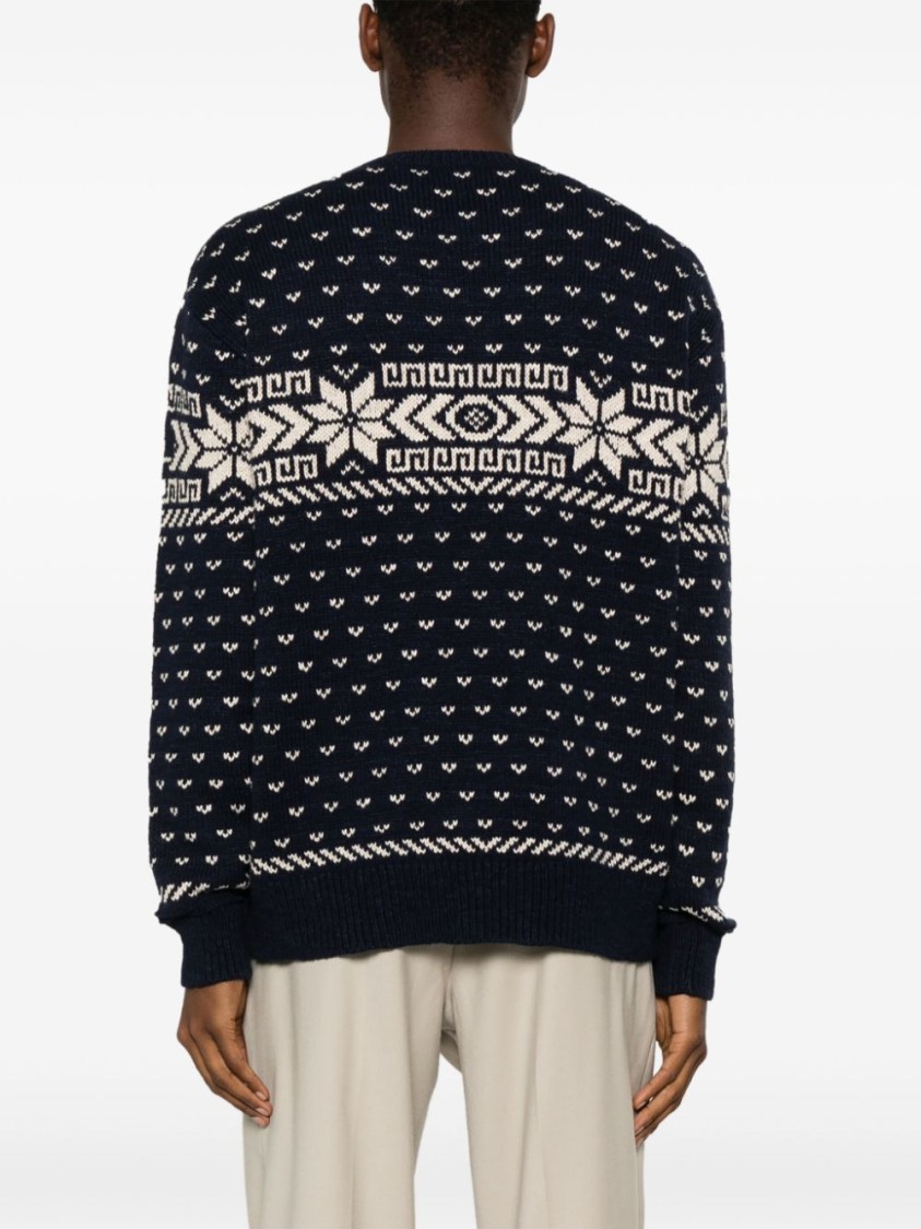 Shop Polo Ralph Lauren Blue/white Ls Rn Po-long Sleeve-pullover