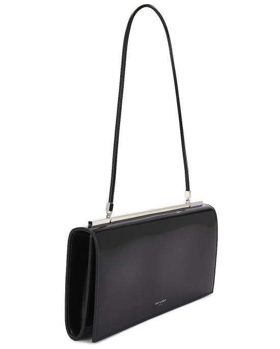 Saint Laurent Glossy Finish Shoulder Bag In Black
