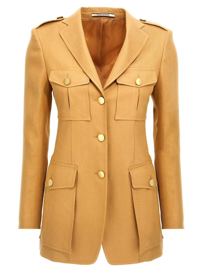 Tagliatore 'giamila' Blazer With Epaulettes And Flap Pockets In Yellow