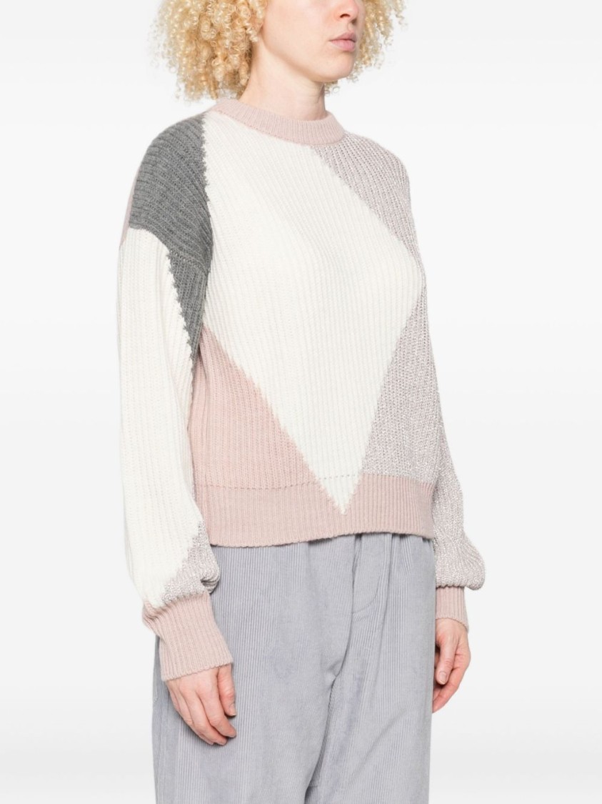 Liu •jo Liu Jo Geometric Pattern Wool-blend Sweater In Multi