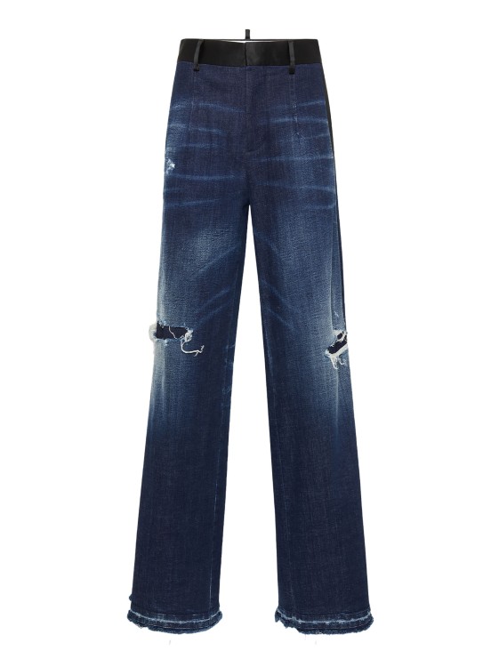 デニム・ジーパン Dsquared2 Ripped Denim Jeans With Silk Satin Accents Dsquared2 Ripped Denim With Silk Satin Accents | THE LIST