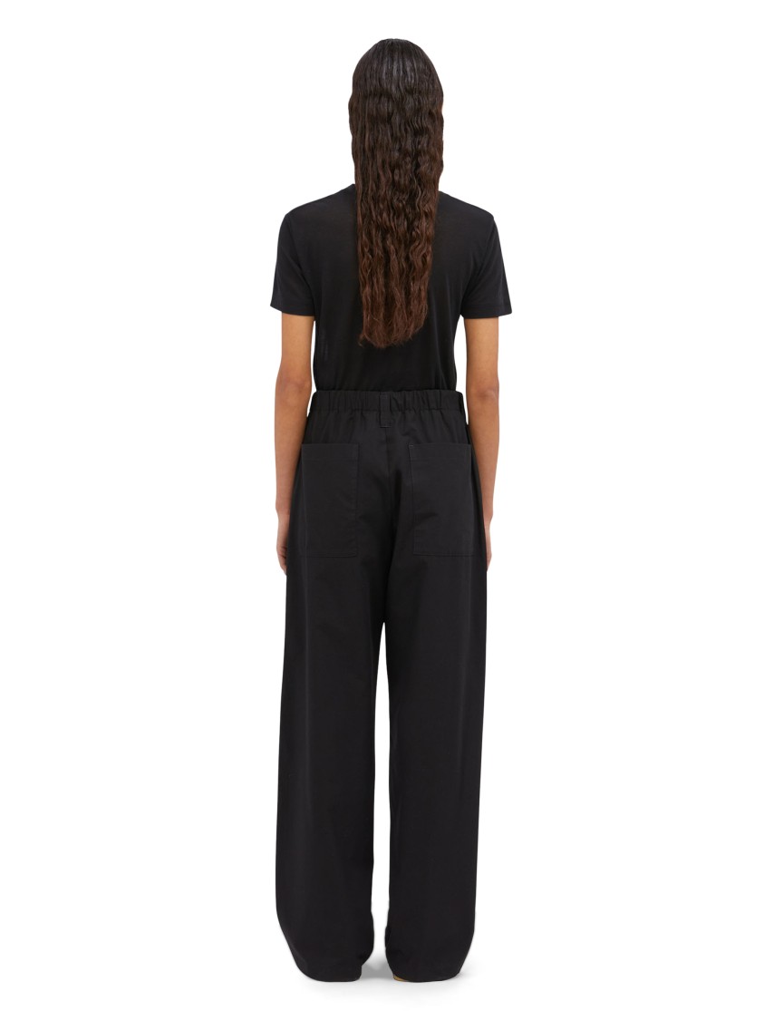 Msgm Wide Leg Trousers With Elastic Waistband In Black