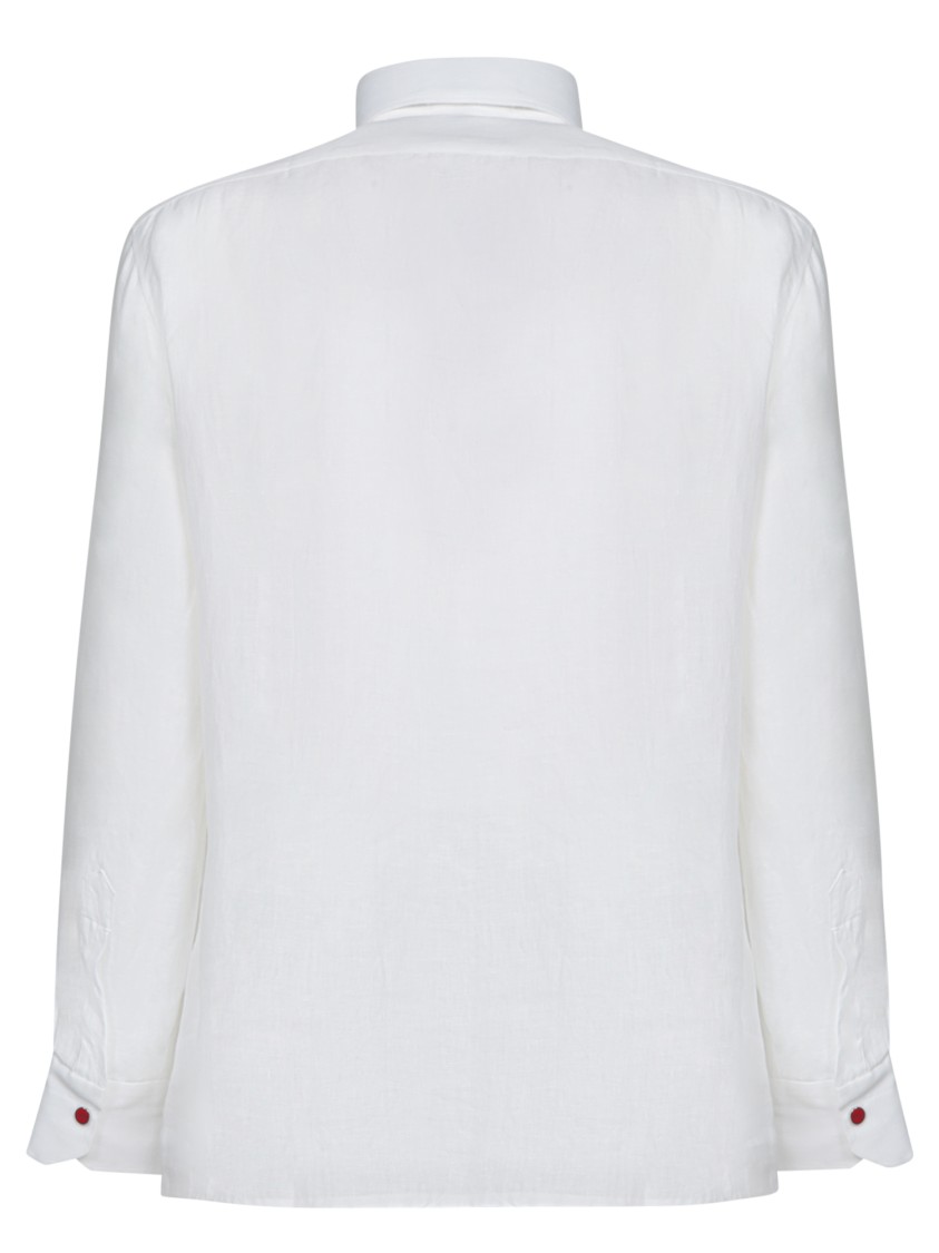 Shop Kiton Button-down White Shirt Crafted From Linen