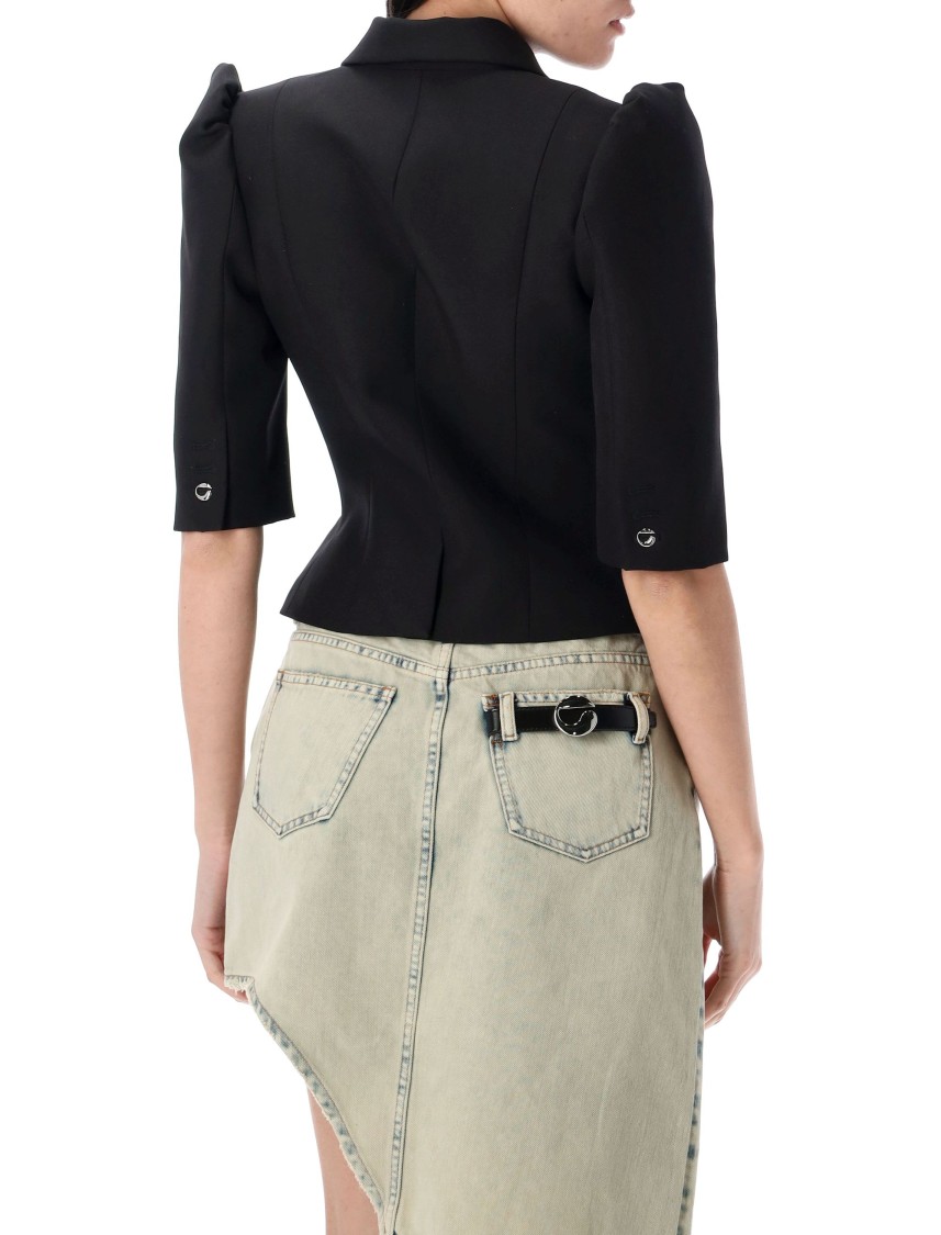 Coperni Cropped Slim-fit Tailored Jacket With Puff Sleeves