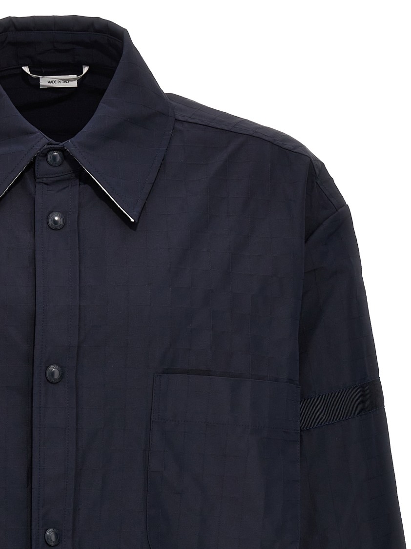 Thom Browne Button-up Overshirt Checkered Pattern In Blue