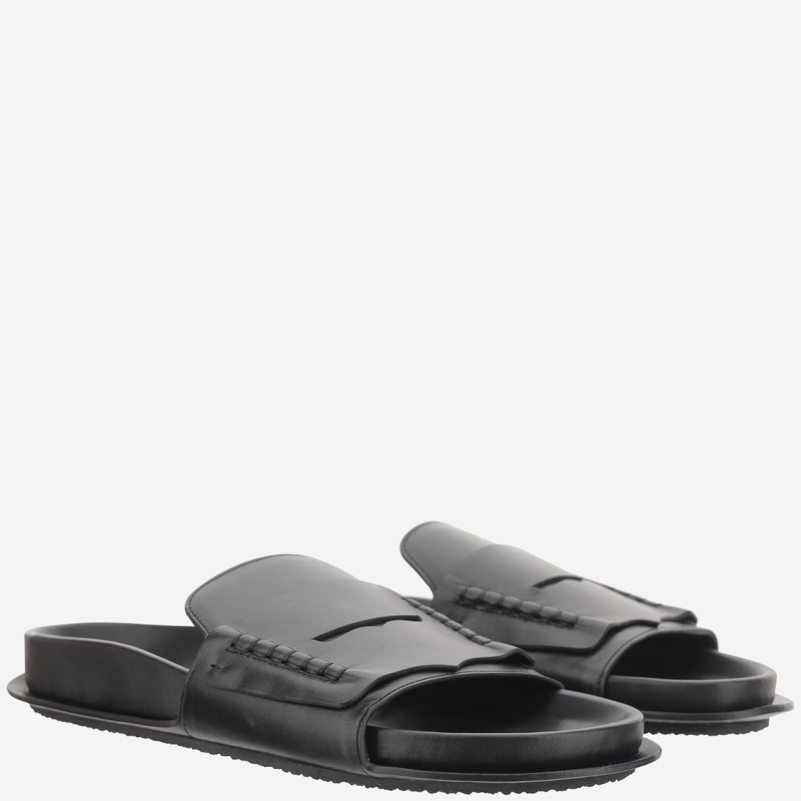 Jacquemus Leather Mocassin Sandal In Black