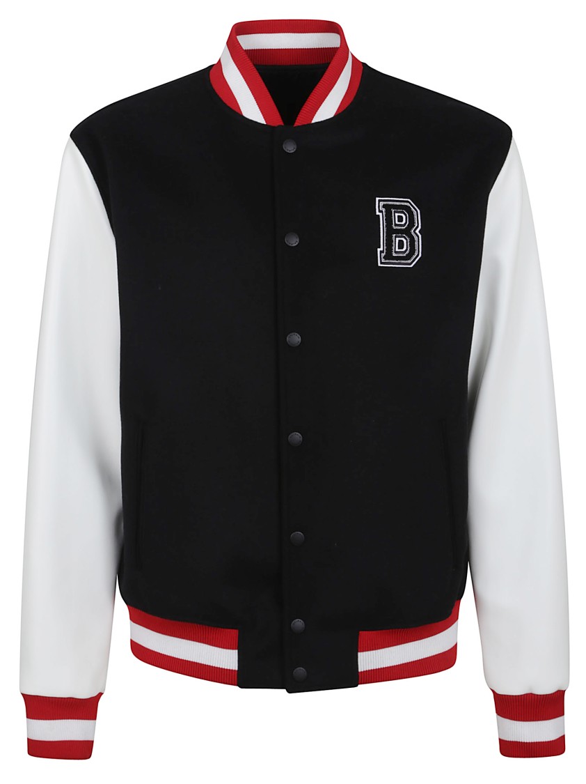 Balmain Wool/eco-leather Varsity Jacket W/patch In Black