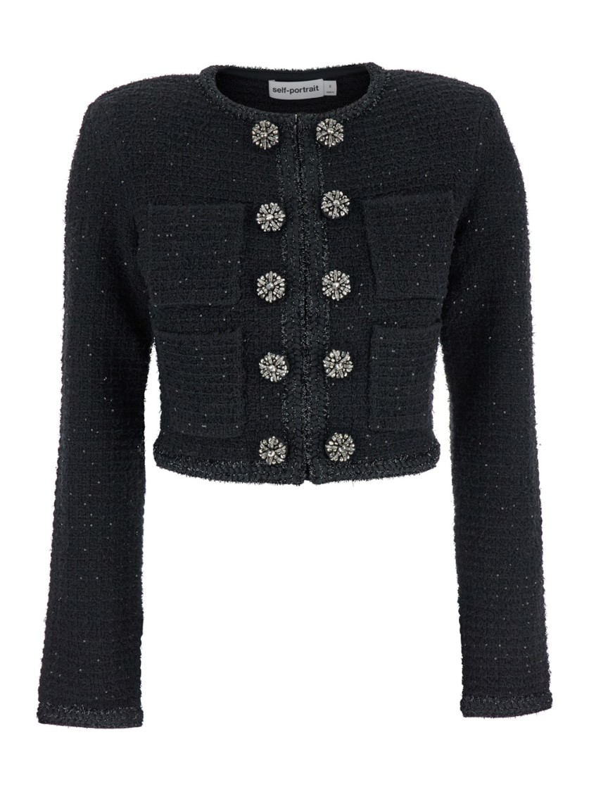Self-portrait Self Portrait Women's Short Jacket With Sequins In Black