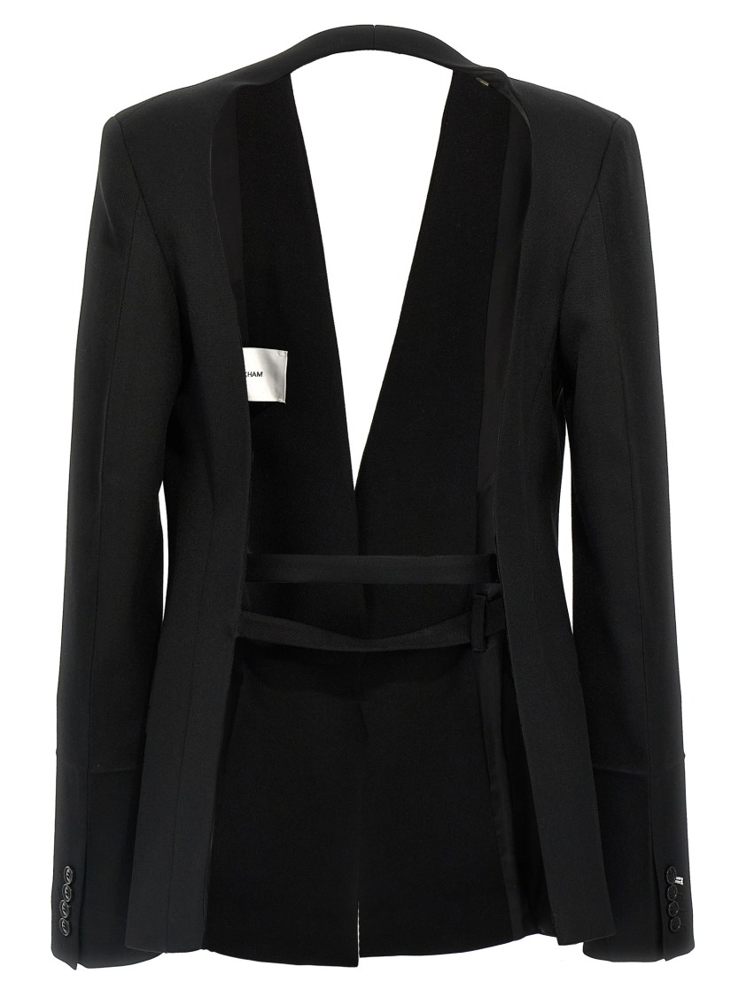 Victoria Beckham Shrunken Collarless Open-back' Blazer