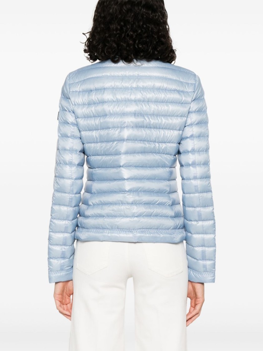 Peuterey Quilted Silver Jacket With Stand-up Collar