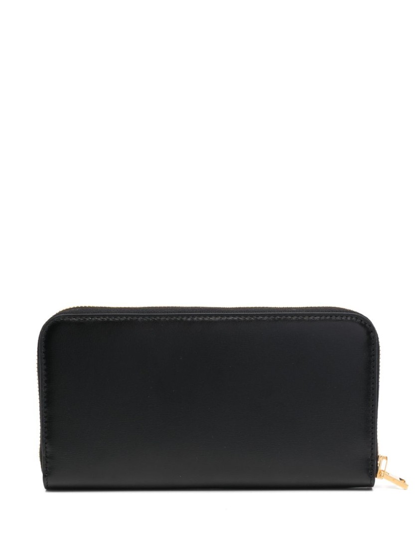 Tom Ford Black Calf Leather Wallet With Gold-tone Clasp In Black