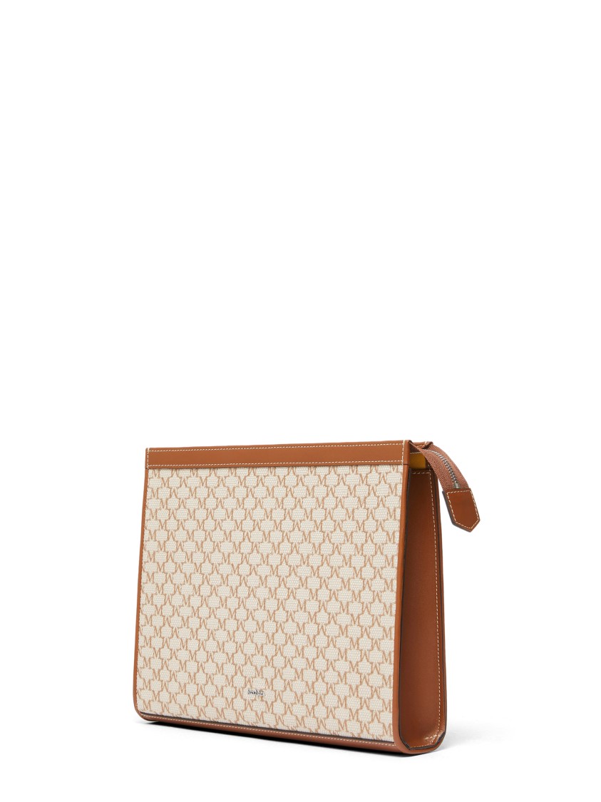 Max Mara Structured Rectangular Clutch With Detachable Chain Strap In Neutral