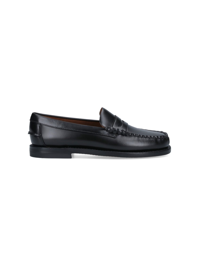 Sebago Slip-on Black Leather Moccasins With Cut-out Detail In Black